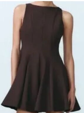 NWT ZARA Sleeveless Brown Fit-and-Flare Dress